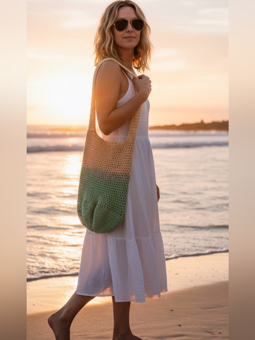 Handmade Lightweight Long Strap Casual Crochet Tote